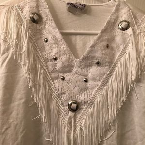 AMAZING WESTERN FRILLS & LACE SHIRT SZ L